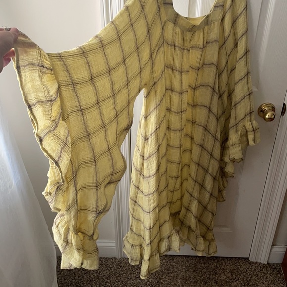 LISA MARIE FERNANDEZ Gathered Checked Linen-Blend Gauze Dress 2 - Picture 12 of 14